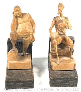 Hand Carved Don Quixote Wooden Bookends