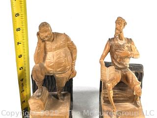 Hand Carved Don Quixote Wooden Bookends