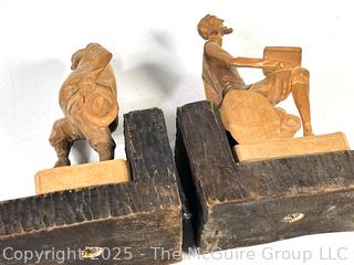 Hand Carved Don Quixote Wooden Bookends