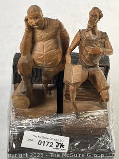 Hand Carved Don Quixote Wooden Bookends