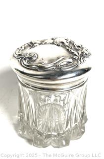 Crystal Glass Vanity Jar with Lid. 6" Tall