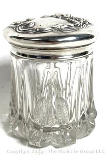 Crystal Glass Vanity Jar with Lid. 6" Tall