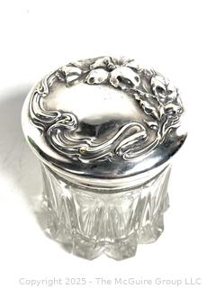 Crystal Glass Vanity Jar with Lid. 6" Tall