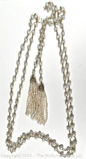 Fresh Water Pearl Lariat Necklace with Tassel Ends.  66"  
