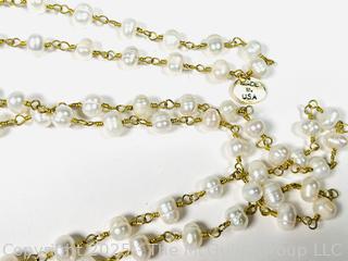 Fresh Water Pearl Lariat Necklace with Tassel Ends.  66"  
