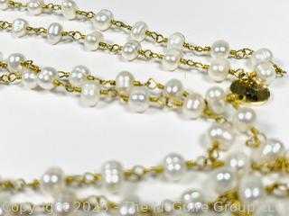 Fresh Water Pearl Lariat Necklace with Tassel Ends.  66"  
