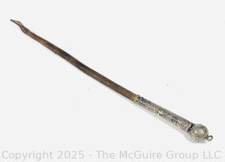 Braided Leather with Embossed Handle Equestrian Riding Crop, Made in Brazil.  19" 