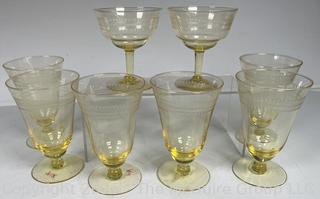 Hazel Atlas Florentine Yellow Footed Glasses 