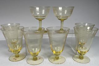 Hazel Atlas Florentine Yellow Footed Glasses 