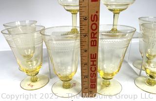 Hazel Atlas Florentine Yellow Footed Glasses 