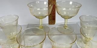 Hazel Atlas Florentine Yellow Footed Glasses 