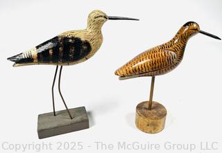 Two (2) Carved and Hand Painted Wood Birds