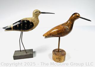 Two (2) Carved and Hand Painted Wood Birds