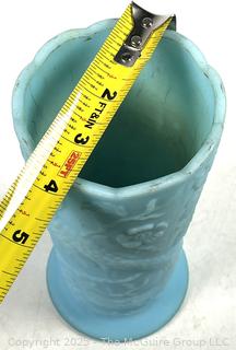 Fenton Aqua Blue Milk Glass Peacock Vase