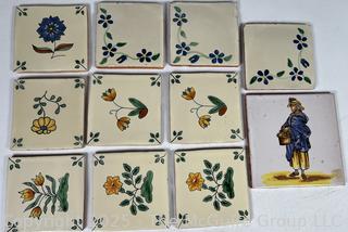 Eleven (11) Hand Painted Tiles