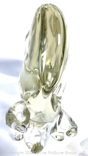 Hand Blown Clear Glass Crystal Bull Figure.