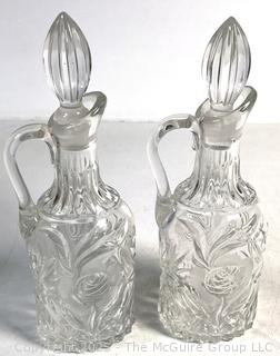 Two (2) Cut Crystal Cruets w/ Stoppers