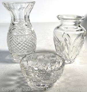 Two (2) Waterford Crystal Vases and Serving Bowl