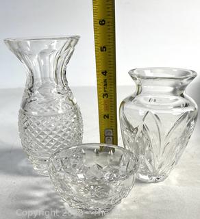 Two (2) Waterford Crystal Vases and Serving Bowl