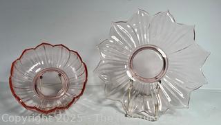 Westmoreland Pink Glass Lotus Bowl and Plate