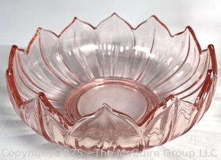 Westmoreland Pink Glass Lotus Bowl and Plate