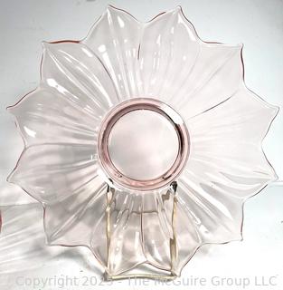 Westmoreland Pink Glass Lotus Bowl and Plate