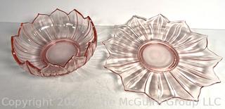 Westmoreland Pink Glass Lotus Bowl and Plate