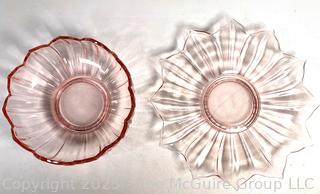 Westmoreland Pink Glass Lotus Bowl and Plate