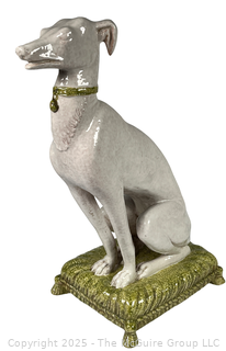 Mid-Century Ceramic Whippet Dog Sculpture, Italy. Hairline Crack as Shown in Gallery Photo. 