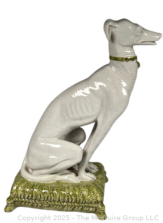 Mid-Century Ceramic Whippet Dog Sculpture, Italy. Hairline Crack as Shown in Gallery Photo. 