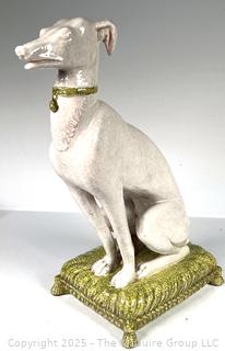 Mid-Century Ceramic Whippet Dog Sculpture, Italy. Hairline Crack as Shown in Gallery Photo. 