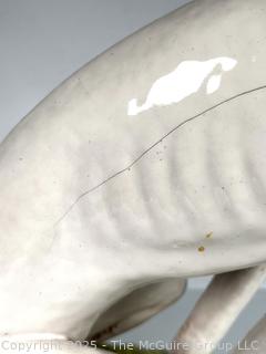 Mid-Century Ceramic Whippet Dog Sculpture, Italy. Hairline Crack as Shown in Gallery Photo. 