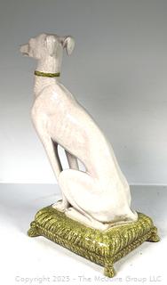 Mid-Century Ceramic Whippet Dog Sculpture, Italy. Hairline Crack as Shown in Gallery Photo. 