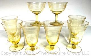 Hazel Atlas Florentine Yellow Footed Glasses 