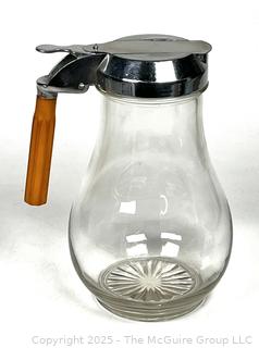Glass Syrup Pitcher with Butterscotch Bakelite Handle