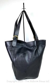 Coach Classic Black Leather Tote Handbag