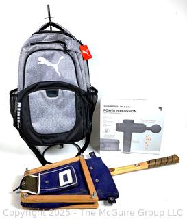 Sports Back Pack New with Tags, Sharper Image Power Percussion and Tennis Racquet