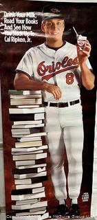 1990's Drink Your Milk Read Your Books - Cal Ripken Jr. (Milk. It Does a Body Good.) Poster. 34" x 76".