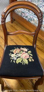 Needlepoint Seated Braced Balloon Back Side Chair<br><br>David & Katherine



<br><br>

Removal: Sat (Nov 8) & Sun (Nov 9) 11-3pm, 56 Scotch Hill Rd., Cambridge NY 12816 
