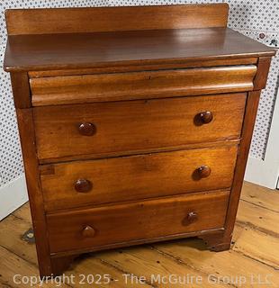 Four (4) Drawer Tall Dresser. Measures 38.5"T x 36W x 18D<br><br>House

<br><br>

Removal: Sat (Nov 8) & Sun (Nov 9) 11-3pm, 56 Scotch Hill Rd., Cambridge NY 12816 