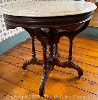 Victorian 19th C Beveled Oval Marble Top Parlor Table<br><br>House

<br>

<br><br>

Removal: Sat (Nov 8) & Sun (Nov 9) 11-3pm, 56 Scotch Hill Rd., Cambridge NY 12816 