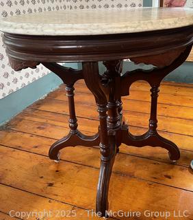 Victorian 19th C Beveled Oval Marble Top Parlor Table<br><br>House

<br>

<br><br>

Removal: Sat (Nov 8) & Sun (Nov 9) 11-3pm, 56 Scotch Hill Rd., Cambridge NY 12816 