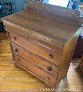 Five (5) Drawer Dresser with Scroll Cut Back Plate. Measures 38W x 18D x 47"T<br><br>House

<br><br>

Removal: Sat (Nov 8) & Sun (Nov 9) 11-3pm, 56 Scotch Hill Rd., Cambridge NY 12816 