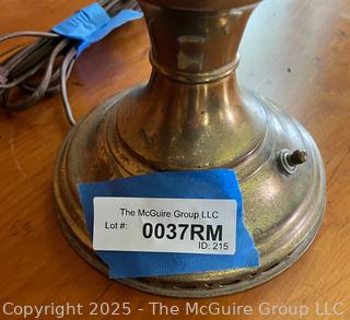 Hurricane Style Electrified Brass Table Lamp With Milk Glass Shade<br><br>House

<br><br>

Removal: Sat (Nov 8) & Sun (Nov 9) 11-3pm, 56 Scotch Hill Rd., Cambridge NY 12816 