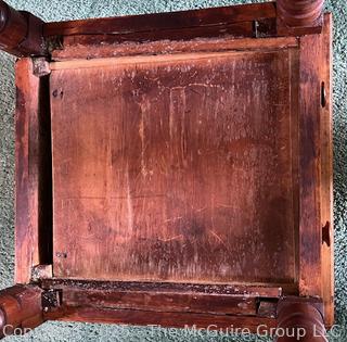 Two (2) Drawer Cherry End Table with Turned Legs<br><br>Rick & Jane

<br><br>

Removal: Sat (Nov 8) & Sun (Nov 9) 11-3pm, 56 Scotch Hill Rd., Cambridge NY 12816 