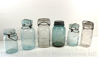 Six (6) Antique Canning Jars. Various Brands, Including Ball<br><br>Wendy Dan Hermione

<br><br>

Removal Options:<br><br> Sat (Nov 8) & Sun (Nov 9) 11-3pm, 56 Scotch Hill Rd., Cambridge NY 12816<br><br>

Sat (Nov 15) 12-2pm, TMG Warehouse, 2800 Juniper St., Fairfax, VA 22031<br><br>

Request Shipping (david@themcguiregroupllc.com)