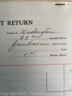 1929-1954 Town of Jackson NY Duplicate Election Summaries. See all Photos in the Gallery <br><br>Wendy Dan Hermione

<br><br>

Removal Options:<br><br> Sat (Nov 8) & Sun (Nov 9) 11-3pm, 56 Scotch Hill Rd., Cambridge NY 12816<br><br>

Sat (Nov 15) 12-2pm, TMG Warehouse, 2800 Juniper St., Fairfax, VA 22031<br><br>

Request Shipping (david@themcguiregroupllc.com)