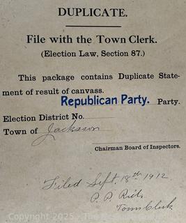 1929-1954 Town of Jackson NY Duplicate Election Summaries. See all Photos in the Gallery <br><br>Wendy Dan Hermione

<br><br>

Removal Options:<br><br> Sat (Nov 8) & Sun (Nov 9) 11-3pm, 56 Scotch Hill Rd., Cambridge NY 12816<br><br>

Sat (Nov 15) 12-2pm, TMG Warehouse, 2800 Juniper St., Fairfax, VA 22031<br><br>

Request Shipping (david@themcguiregroupllc.com)
