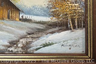 Framed Oil on Board of Winter Landscape, Signed Lower Right Kingston<br><br>Wendy Dan Hermione

<br><br>

Removal Options:<br><br> Sat (Nov 8) & Sun (Nov 9) 11-3pm, 56 Scotch Hill Rd., Cambridge NY 12816<br><br>

Sat (Nov 15) 12-2pm, TMG Warehouse, 2800 Juniper St., Fairfax, VA 22031<br><br>

