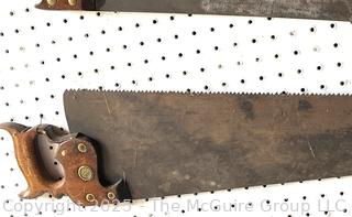 Eleven (11) Hand Saws Including Disston<br><br>Dylan & Erin

<br><br>

Removal Options:<br><br> Sat (Nov 8) & Sun (Nov 9) 11-3pm, 56 Scotch Hill Rd., Cambridge NY 12816<br><br>

Sat (Nov 15) 12-2pm, TMG Warehouse, 2800 Juniper St., Fairfax, VA 22031<br><br>

Request Shipping (david@themcguiregroupllc.com)